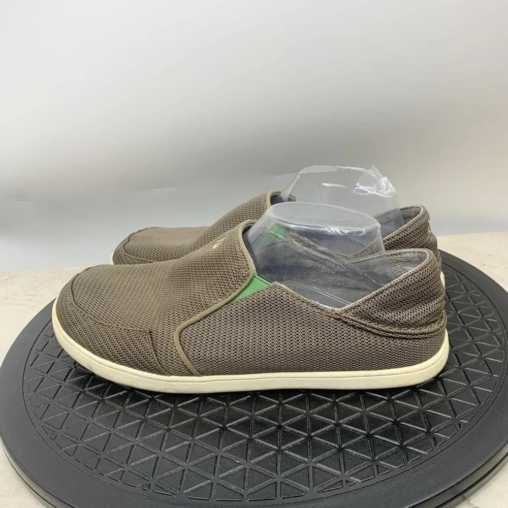 Olukai Nohea Mesh Shoes Men Size 9.5 Sneakers Brown Mesh Slip On Fold Down Back